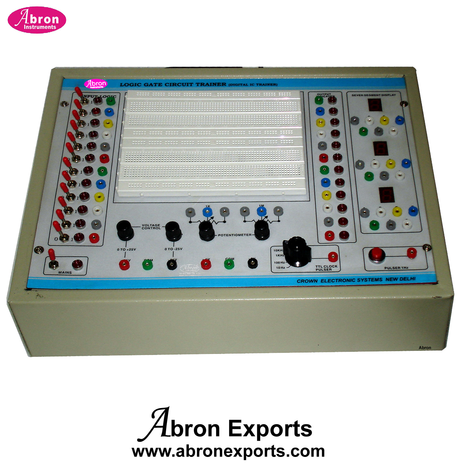 Computer Digital IC Trainer With Bread Board Sockets Educational Trainer  Pulse Generator Input Output LED Sockets +12v-12VDC Power Supply Abron AE-1233A